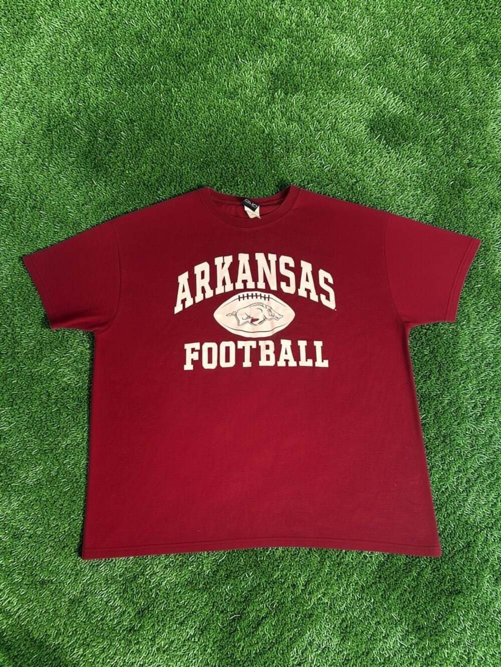 Vintage OVB Arkansas Razorbacks Football T-Shirt Cardinal Red Graphic Tee XL